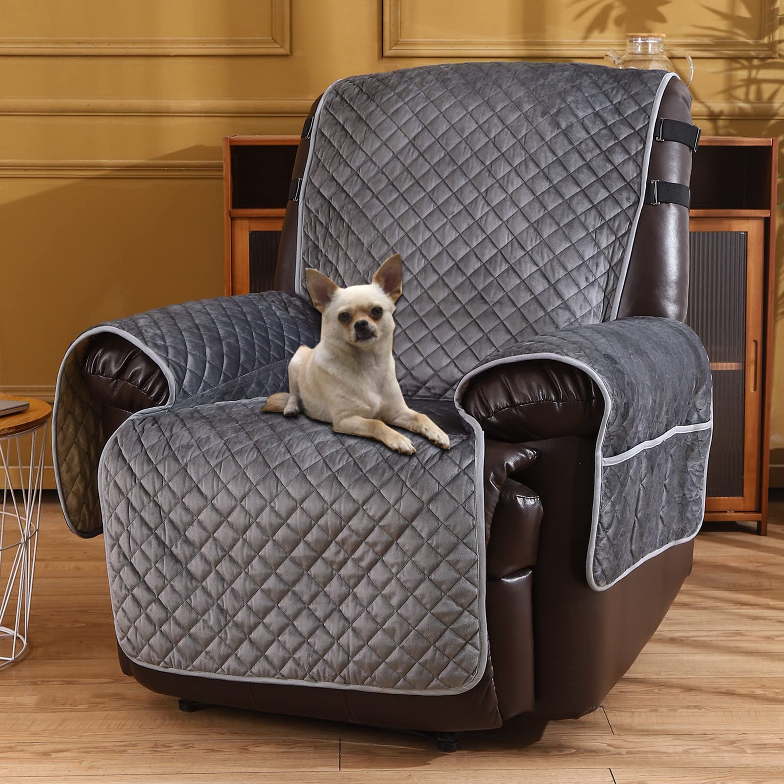 Velvet Recliner Covers Non Slip Waterproof Large Recliner Chair Covers For Leather Chairs Reversible Recliner Sofa Cover For Liv